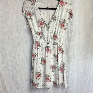 H&M Divided White Pink Green Floral Dress